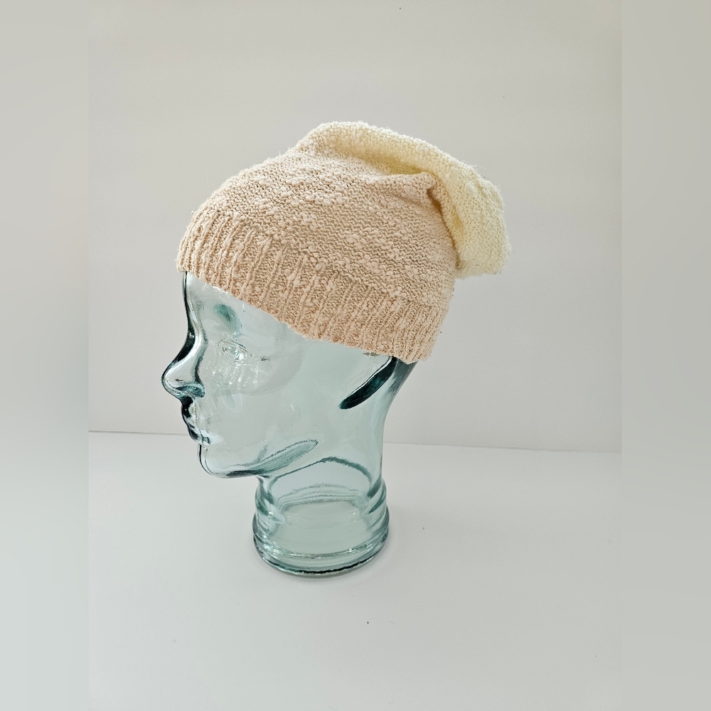Mix No. 6 Cream Ombre Slouchy Beanie | Beige Popcorn Knit Textured Hat